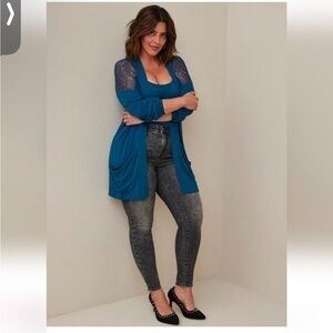Torrid Blue Lace Sleeve Cardigan